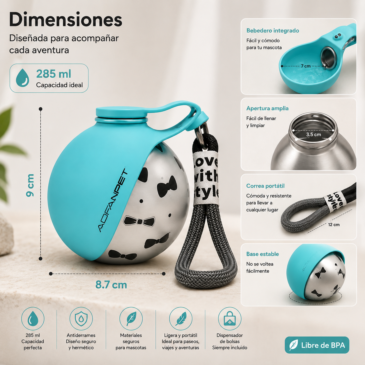 Botella de agua portátil